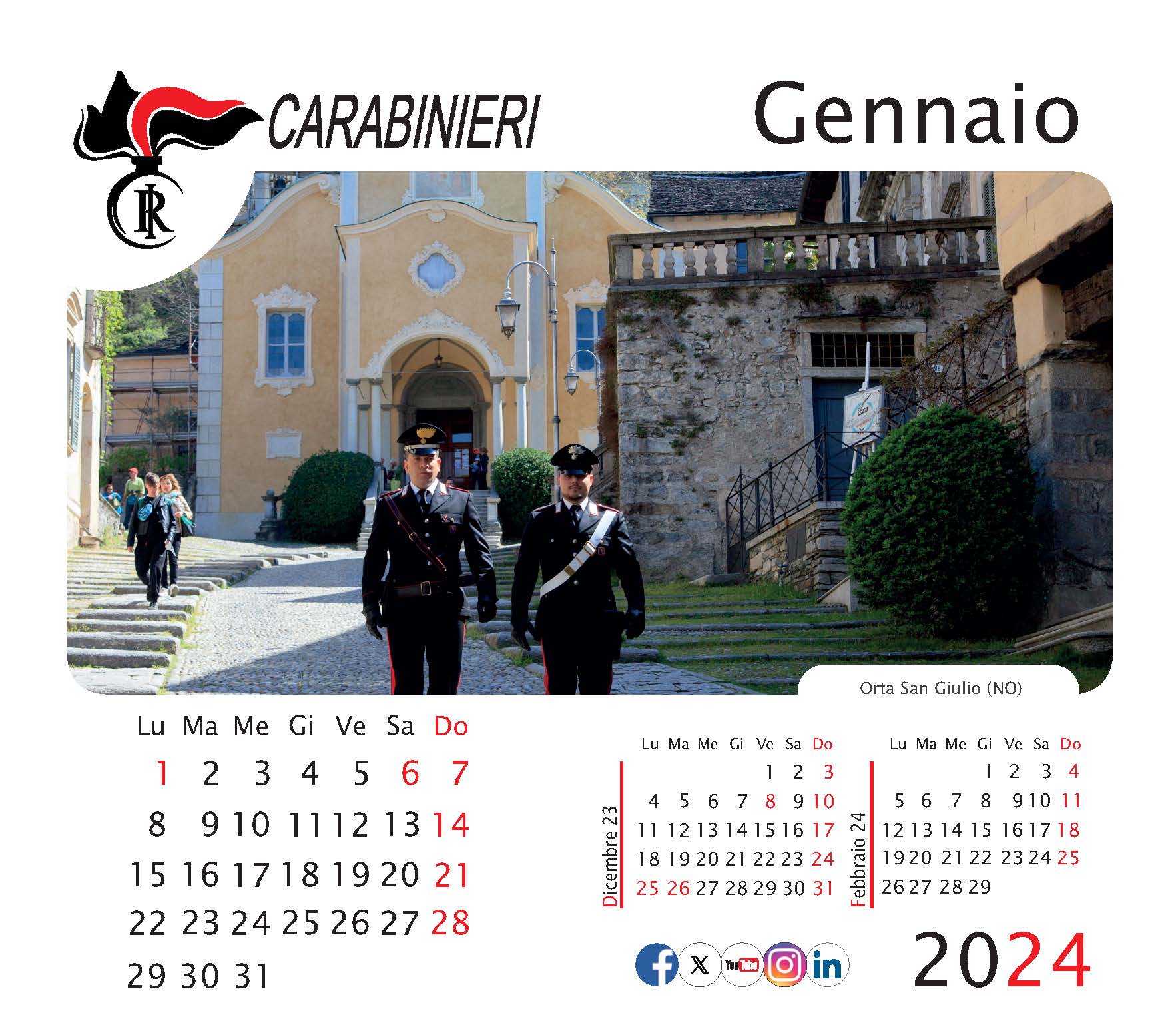 Anche Orta sul calendario dell'Arma dei Carabinieri 