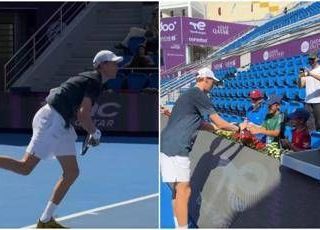 Sinner, primo allenamento a Doha: servizio e... autografi