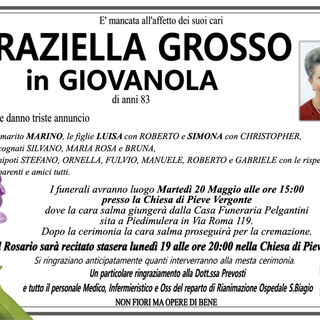 Graziella Grosso in Giovanola di anni 83