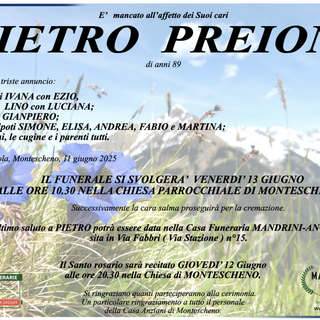 Pietro Preioni di anni 89