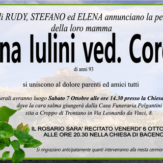 Gina Iulini ved. Corda di anni 93