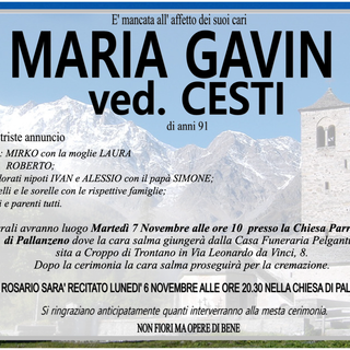 Maria Gavin ved. Cesti di anni 91
