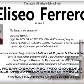 Eliseo Ferrero di anni 81