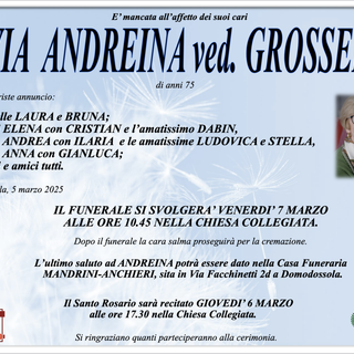 Savia Andreina ved. Grosselli di anni 75