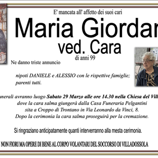 Maria Giordani ved. Cara di anni 99
