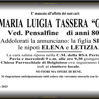 Maria Luigia Tassera "Gigia" ved. Pensalfine di anni 80