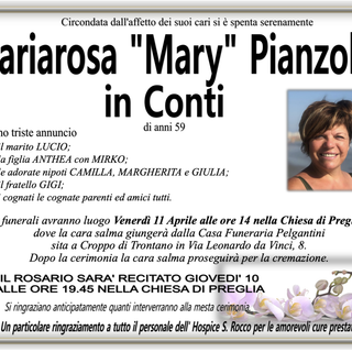 Mariarosa &quot;Mary&quot; Pianzola in Conti di anni 59