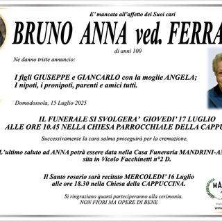 Bruno Anna ved. Ferraro di anni 100