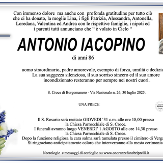 Antonio Iacopino di anni 86