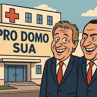 La vignetta ideata e ralizzata dalle due liste civiche che si oppongono all'ipotesi dell'ospedale unico in Ossola