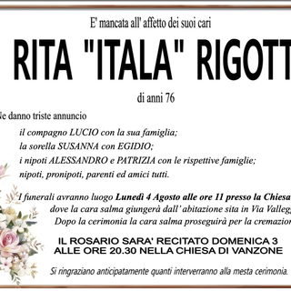 Rita &quot;Itala&quot; Rigotti di anni 76