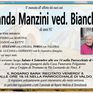 Wanda Manzini ved. Bianchini di anni 92