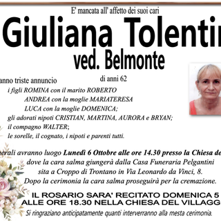 Giulia Tolentini ved. Belmonte di anni 62