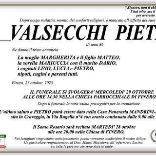Valsecchi Pietro di anni 86