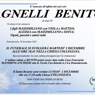 Agnelli Benito di anni 83