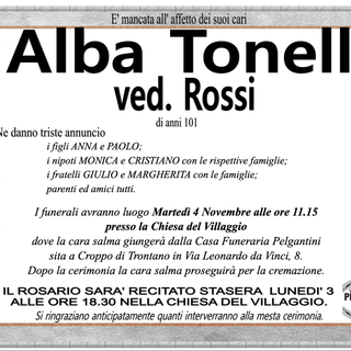 Alba Tonelli ved. Rossi di anni 101