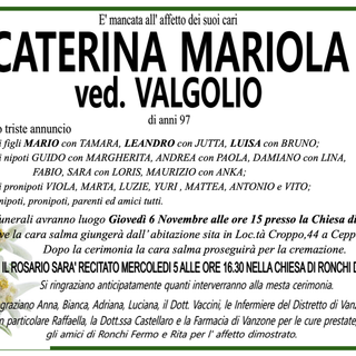 Caterina Mariolaved. Valgolio di anni 97