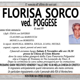 Florisa Sorco ved. Poggese di anni 89