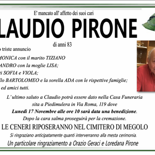 Claudio Pirone di anni 83
