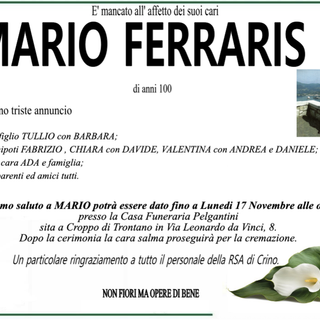 Mario Ferraris  di anni 100