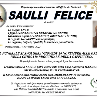 Saulli Felice di anni 75