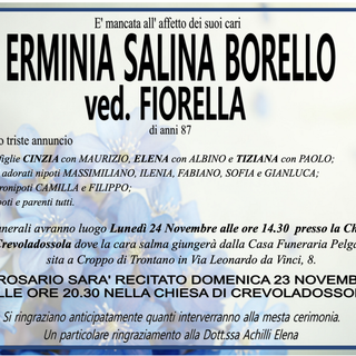 Erminia Salina Borello ved. Fiorella di anni 87