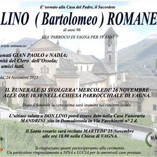 Don Lino (Bartolomeo) Romanello di anni 96