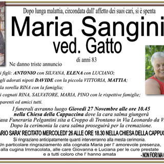Maria Sanginiti ved. Gatto 83 anni
