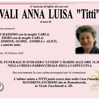 Novali Anna Luisa "titti" di anni 86