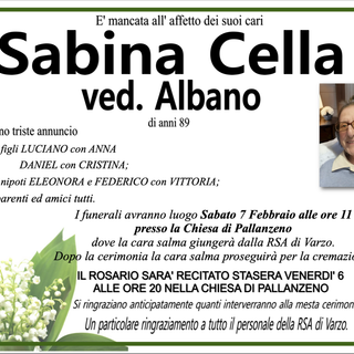 Sabina Cella ved. Albano di anni 89