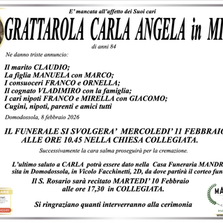 Grattarola Carla Angela in Miceli di anni 84