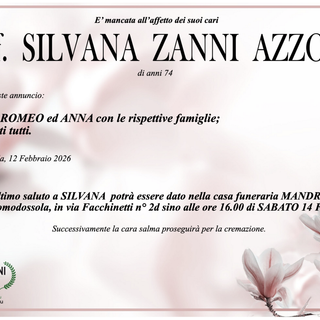 Prof. Silvana Zanni Azzoni di anni 74