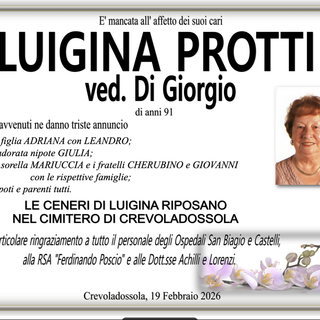 Luigina Protti ved. Di Giorgio di anni 91