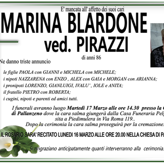 Marina Blardone ved. Pirazzi di anni 86