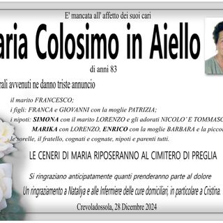 Maria Colosimo in Aiello di anni 83