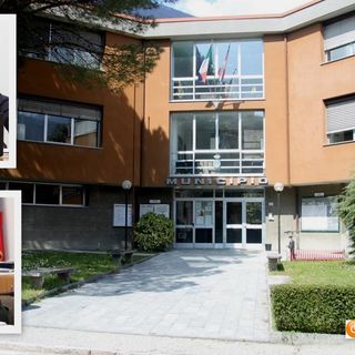 Foto: il municipio di Villadossola, nel riquadro l'assessore Stefano Cittadino e il capogruppo di minoranza Mauro Ferrari