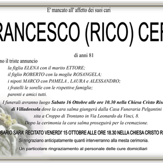 Francesco (Rico) Cefis di anni 81