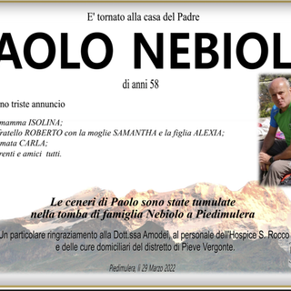 Paolo Nebiolo di anni 58