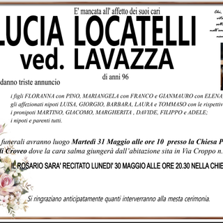 Lucia Locatelli ved. Lavazza di anni 96