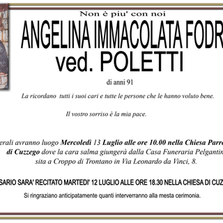 Angelina Immacolata Fodrini ved. Poletti di anni 91