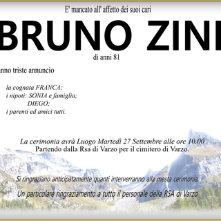 Bruno Zini di anni 81