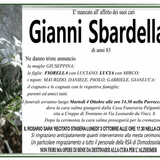 Gianni Sbardellati di anni 83