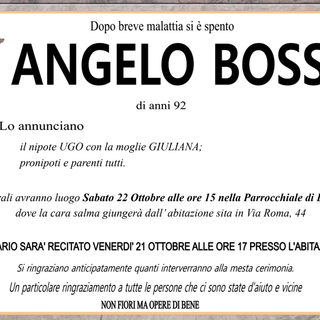 Angelo Bossi di anni 92