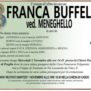 Franca Buffelli ved. Meneghello di anni 86