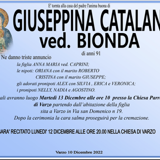 Giuseppina Catalano ved. Bionda di anni 91