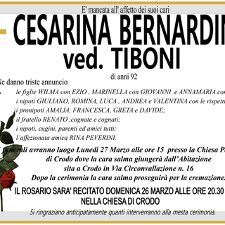 Cesarina Bernardini Ved, Tiboni di anni 92