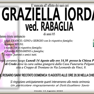 Graziella Iorda ved. Rabaglia di anni 85
