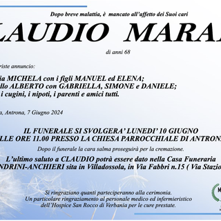 Claudio Marani di anni 68