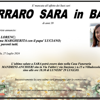 Ferraro Sara in Bala di anni 39