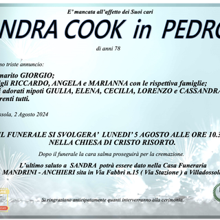 Sandra Cook in Pedron di anni 78